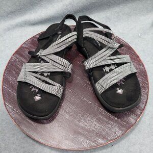 Skechers Womens Black & Grey Strappy Sandals Memory Foam Comfort